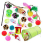 Ultimate 21-Piece Interactive Cat Toy Set with Plush Mice, Feather Wands, Tunnels, and Scratchers Doba