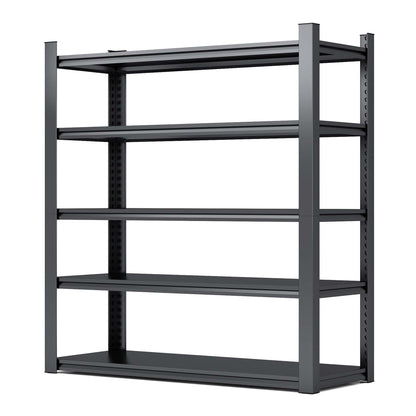 Heavy Duty 78"H 5-Tier Adjustable Metal Shelving Unit - 2000LBS Capacity Storage Rack for Garage, Kitchen, and More, Black Doba