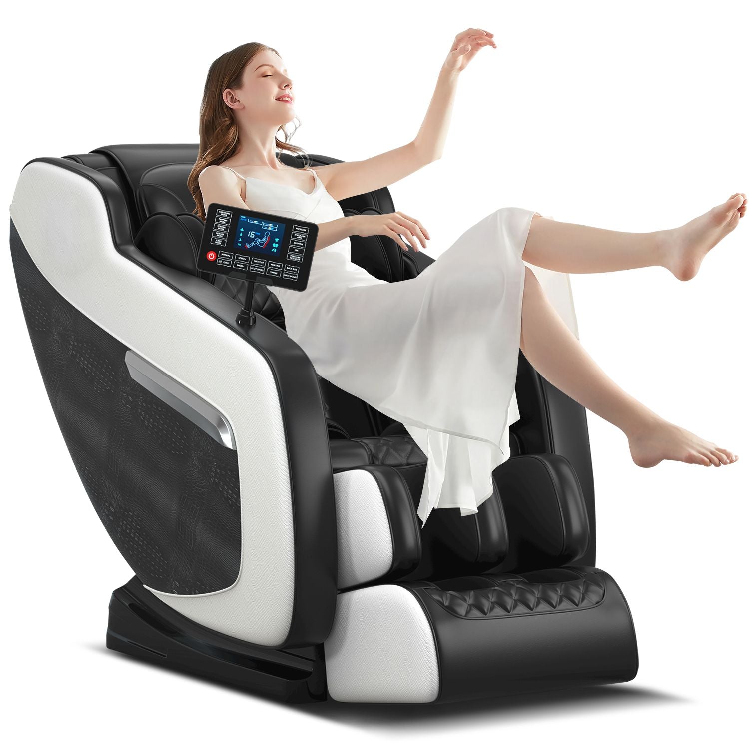 Massage chair, full body zero gravity recliner, with hip heating, foot massage and air massage system, suitable for mom/dad (pure black). Doba