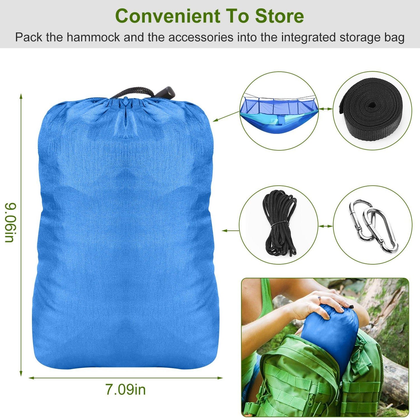 Camping Hammock with Mosquito Net, Portable Double Hammock Tent Load Two People with 2 Straps, Best for Outdoor Garden Hiking Travelable Double Hammock Tent Load Two People with 2 Straps, Best for Outdoor Garden Hiking Travel Doba