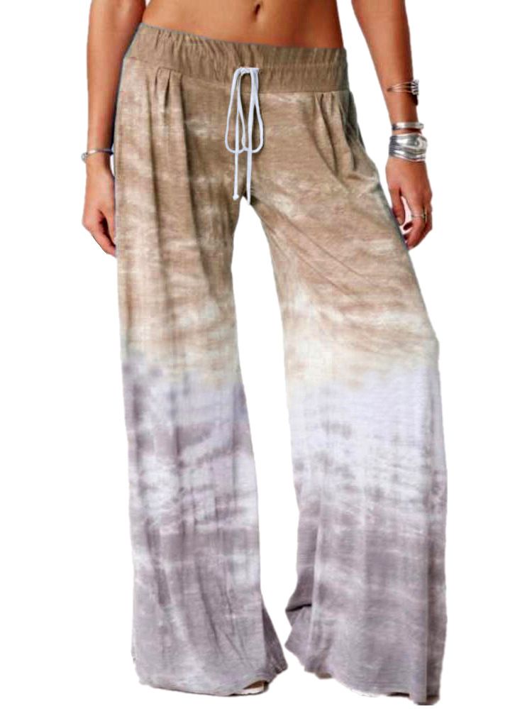 Women's Loose Gradient Printed Yoga Wide Leg Sports Pants Doba