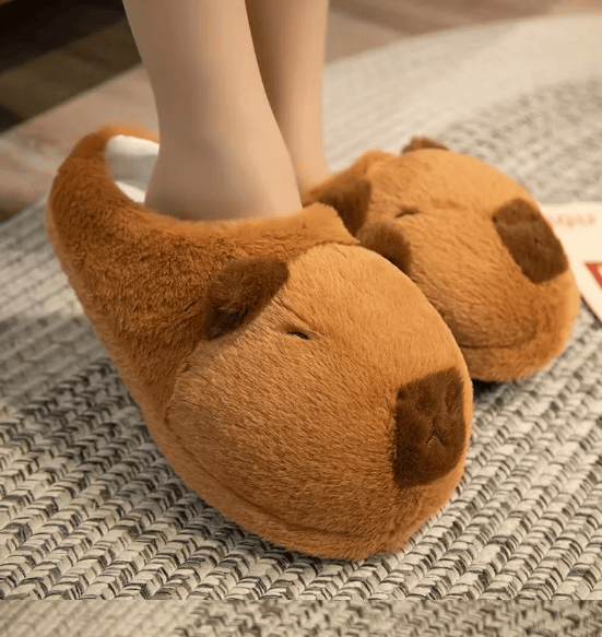 Adorable Cartoon Capybara Plush Cotton Slippers with Non-Slip Sole for Cozy Home Wear Doba