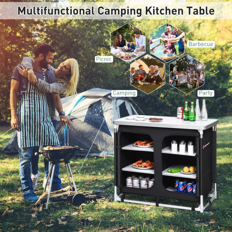 Multi-Functional Portable Kitchen Table with Ample Storage for Outdoor Adventures Doba