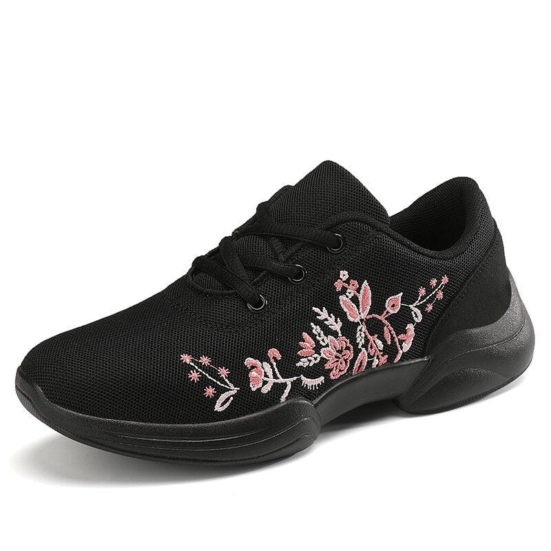 Embroidered Mesh Lace Up Sneakers Doba