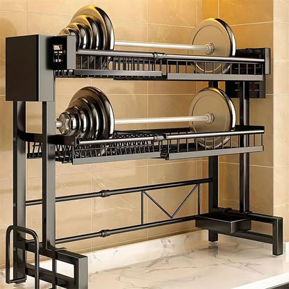 Retractable Black Countertop Dish Storage Rack - Multifunctional Drain Rack for Kitchen & Home Doba