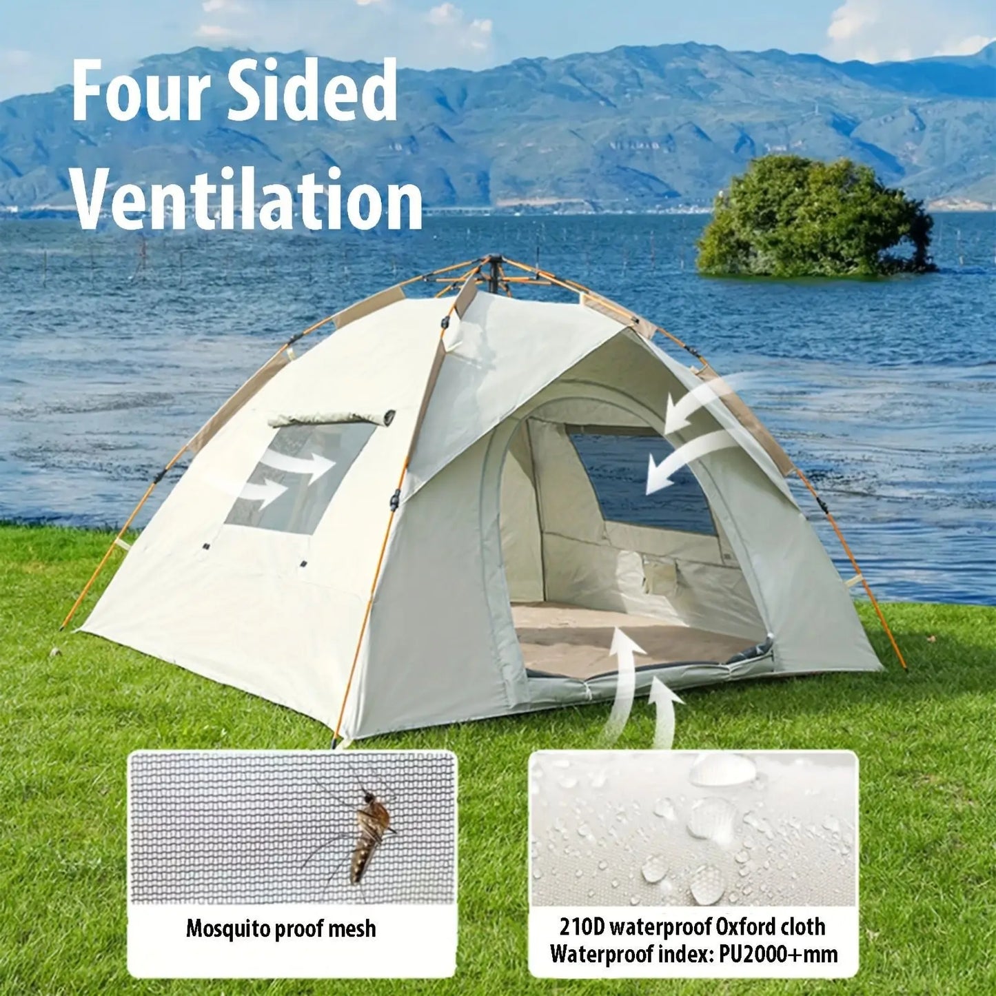 Ultimate All-Season Automatic Camping Tent for 2-4 Campers - Waterproof and Windproof for Outdoor Enthusiasts Doba