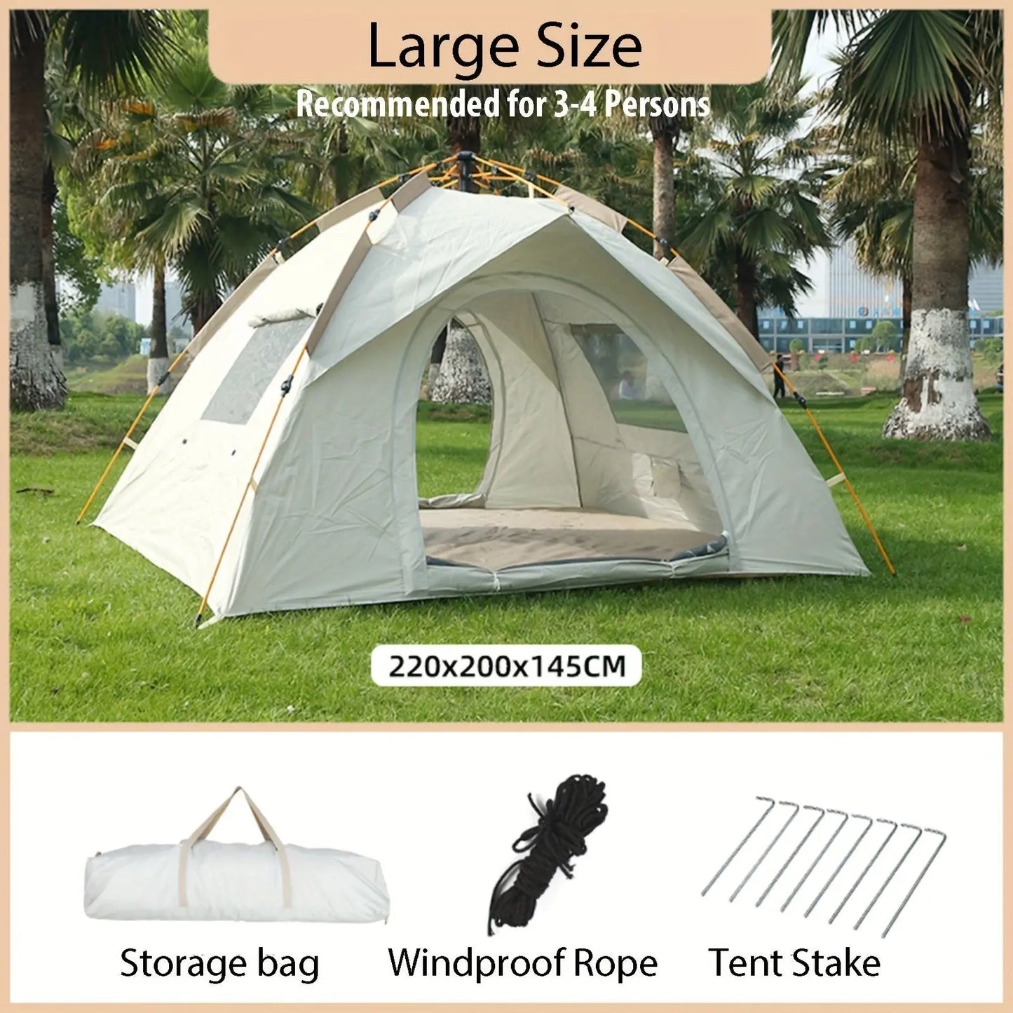 Ultimate All-Season Automatic Camping Tent for 2-4 Campers - Waterproof and Windproof for Outdoor Enthusiasts Doba