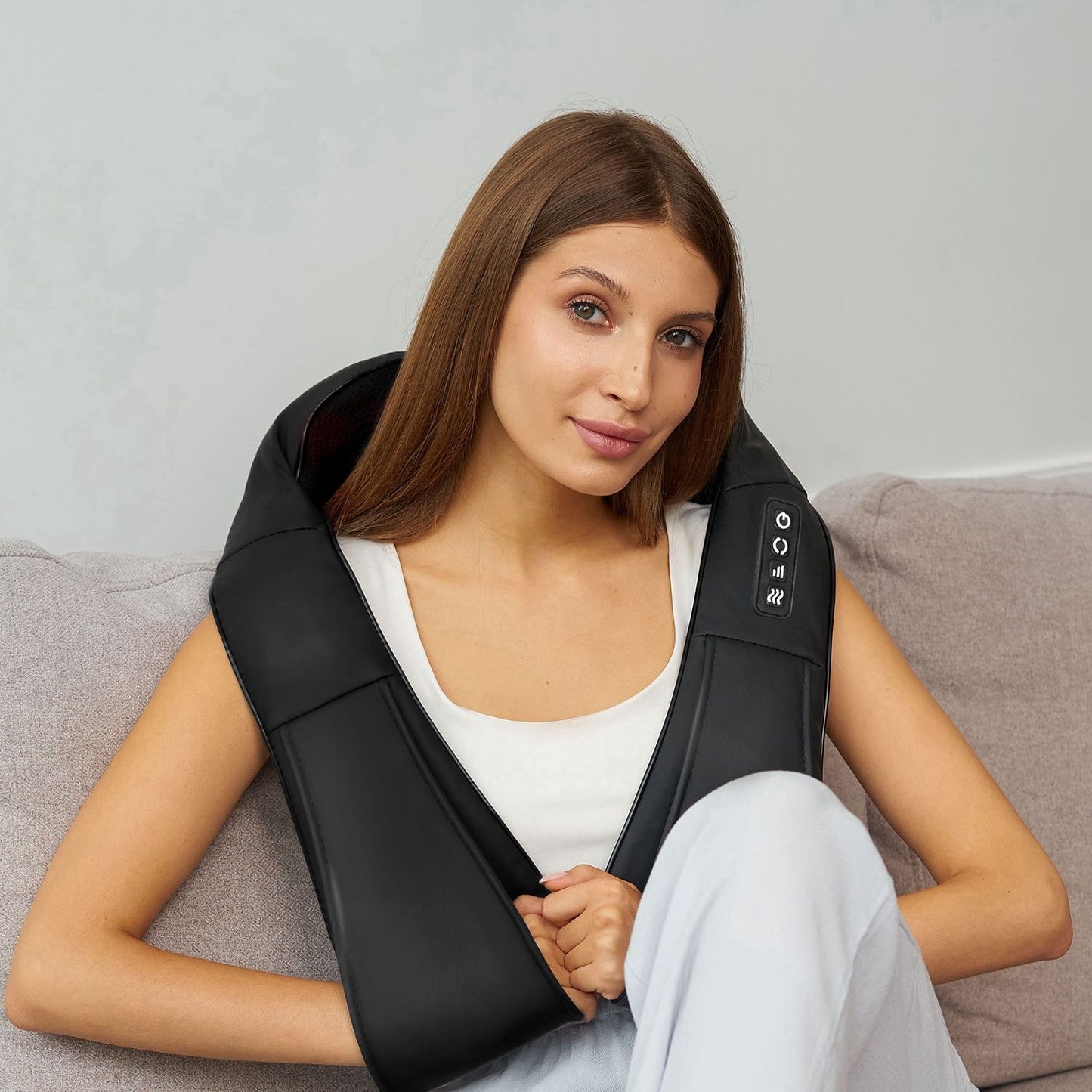 3D Shiatsu Neck and Back Massager with Infrared Heat, Adjustable Intensity Levels for Ultimate Pain Relief - Perfect for Home, Car, and Office Use Doba