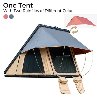 Trustmade Triangle Aluminium Black Hard Shell Beige Rooftop Tent Scout MAX Series ;  With Two Rainflies of Different Colors Doba