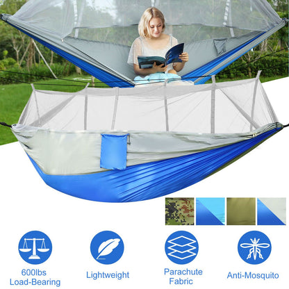 Camping Hammock with Mosquito Net, Portable Double Hammock Tent Load Two People with 2 Straps, Best for Outdoor Garden Hiking Travelable Double Hammock Tent Load Two People with 2 Straps, Best for Outdoor Garden Hiking Travel Doba