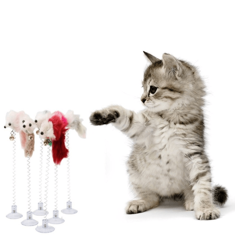 Interactive Feather Teaser Rod with Mini Bell - Cartoon Mouse Cat Toy for Engaging Play Doba