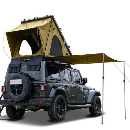 Explorer Plus Rooftop Tent Hardshell with Side Awning, Air Conditioner Outlet with Bracket, Luggage Racks&Replaceable Netting Rain Curtain, Truck Bed Tent for Camping, Pop Up SUV Roof Top Tent Doba