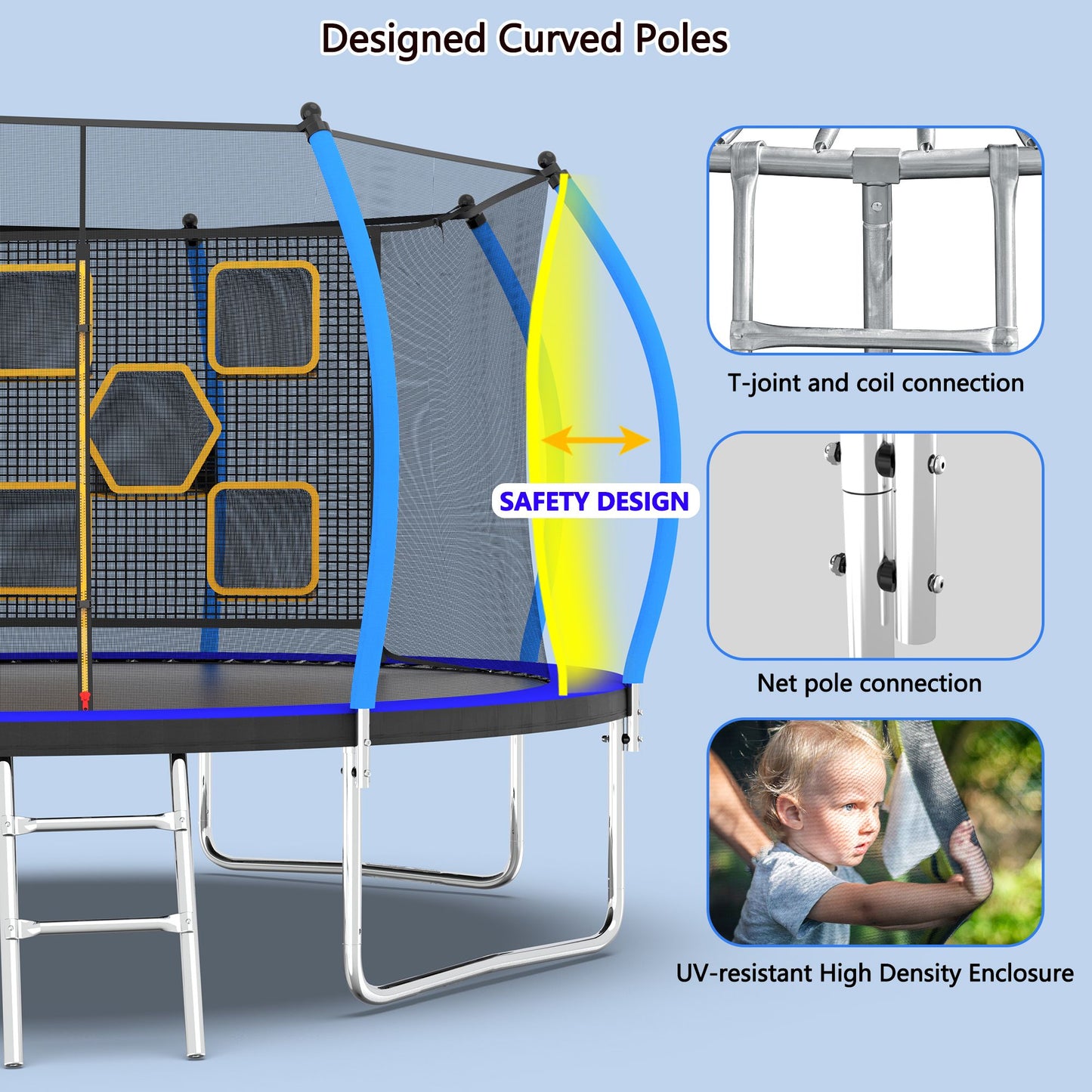 14FT Outdoor Trampoline with Safety Enclosure and Ladder - ASTM Certified Recreational Trampoline for Kids Doba