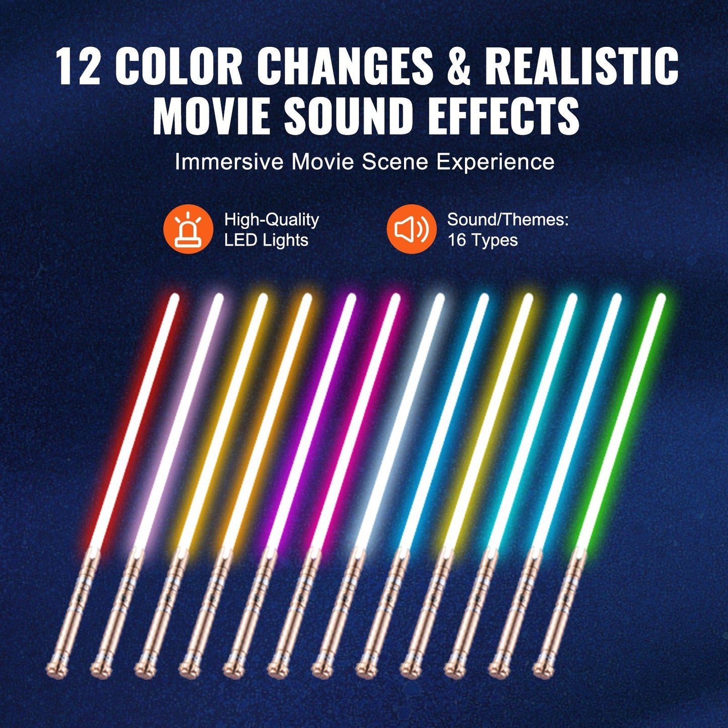 41" RGB Light-Up Dueling Lightsaber with Rechargeable Mute Sounds - 12 Color Effects