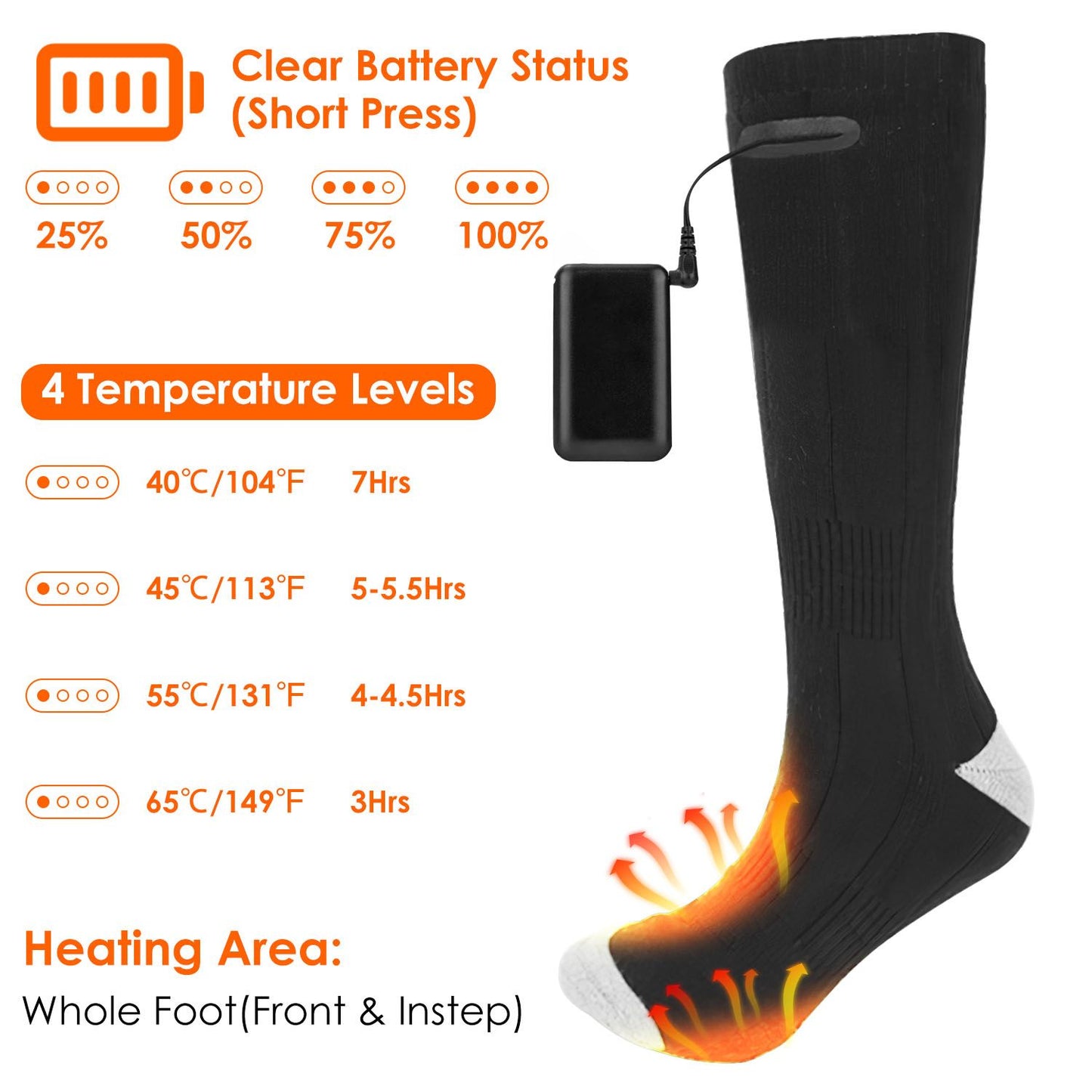 Rechargeable Electric Heated Socks for Men and Women - Battery-Powered Foot Warmers with 4 Adjustable Temperature Levels, Machine Washable for Indoor and Outdoor Use Doba