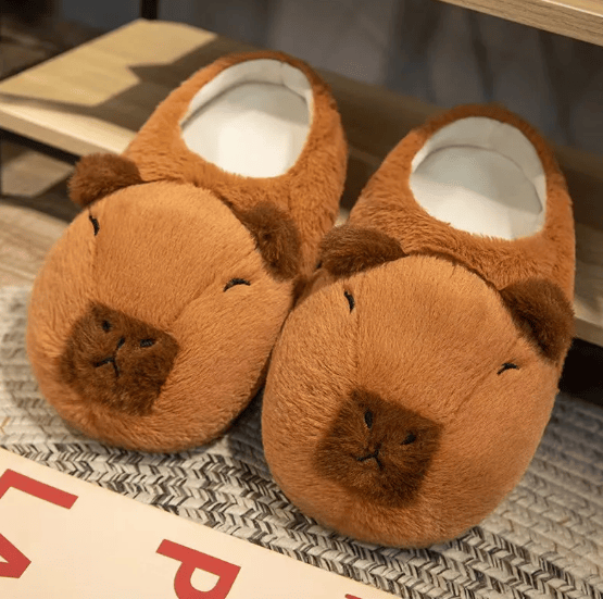 Adorable Cartoon Capybara Plush Cotton Slippers with Non-Slip Sole for Cozy Home Wear Doba