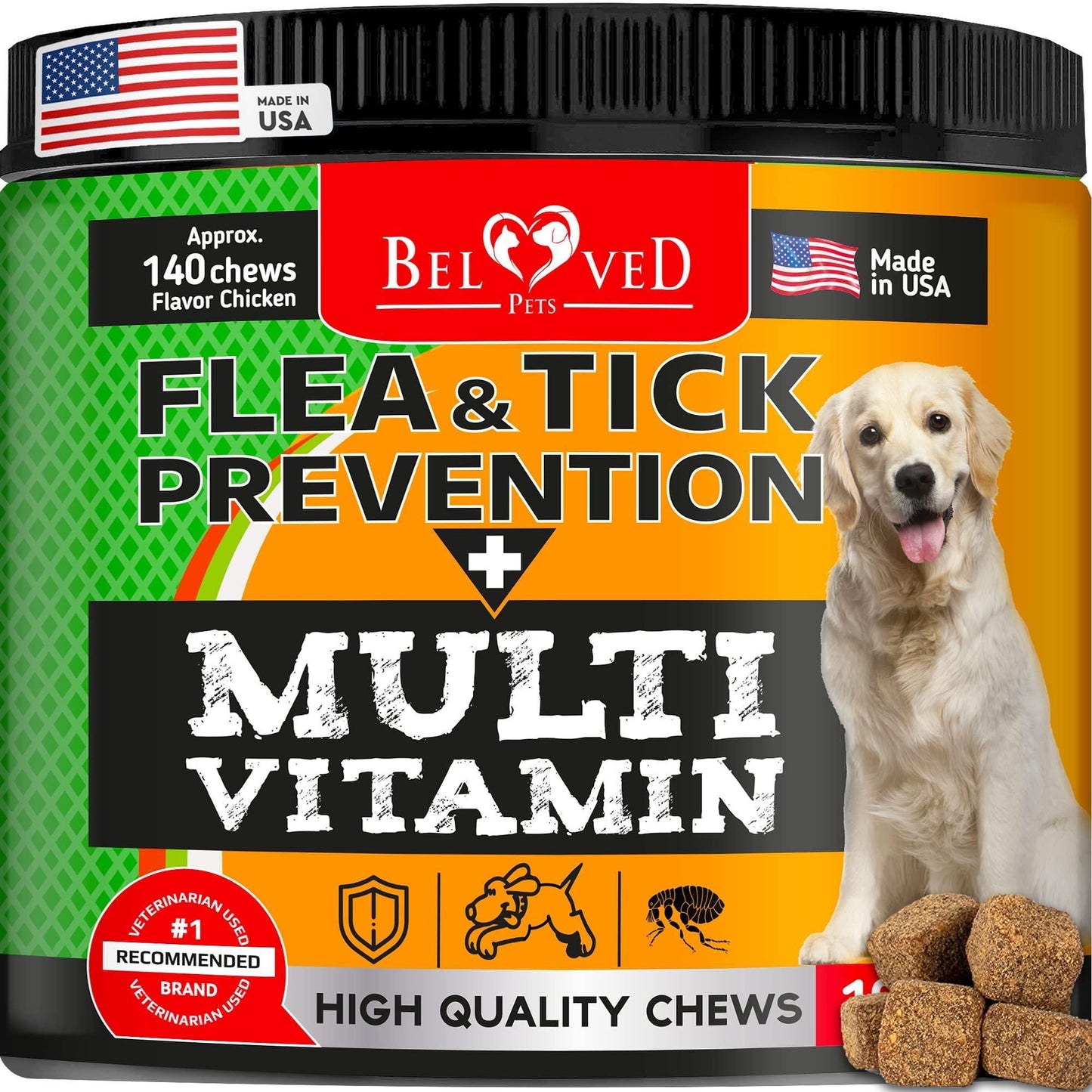 Revolutionary Chewable Flea & Tick Defense Plus Multivitamin for Dogs - All-in-One Natural Pest Control Tablets 10 Oz Doba