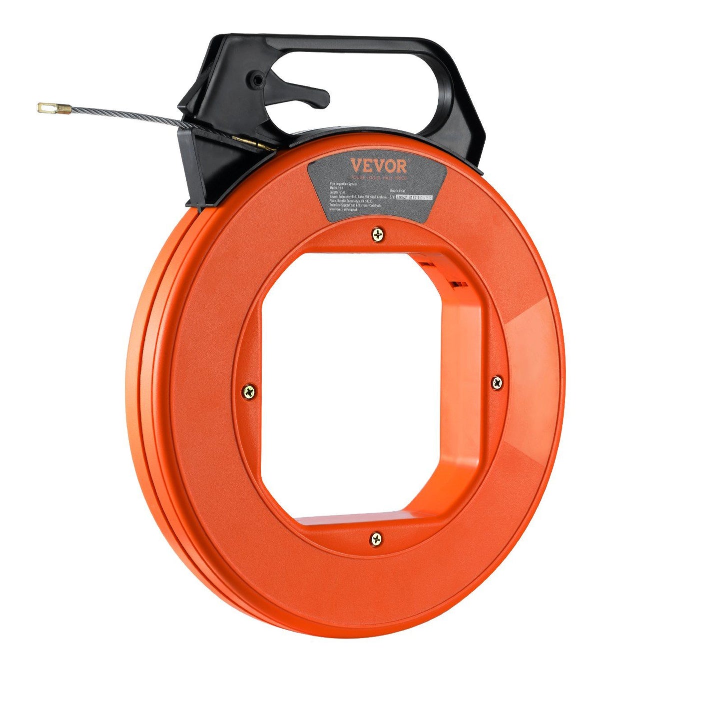 VEVOR 125ft Non-Conductive Fish Tape with Enhanced Grip and Durable Housing for Easy Cable Pulling Doba