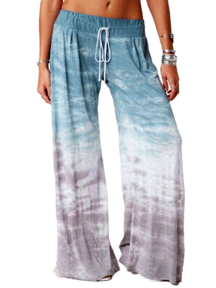 Women's Loose Gradient Printed Yoga Wide Leg Sports Pants Doba