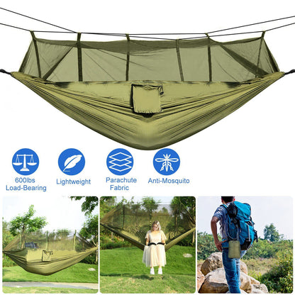 Camping Hammock with Mosquito Net, Portable Double Hammock Tent Load Two People with 2 Straps, Best for Outdoor Garden Hiking Travelable Double Hammock Tent Load Two People with 2 Straps, Best for Outdoor Garden Hiking Travel Doba