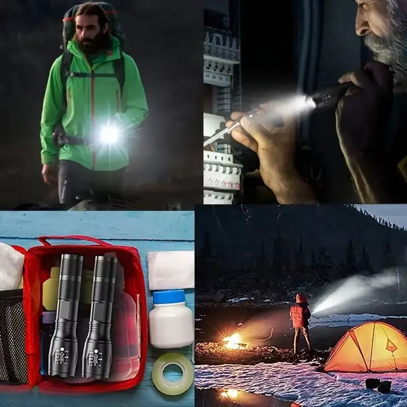 Zoomable High-Intensity LED Tactical Flashlight with 5 Modes, Waterproof and Portable for Camping, Hiking, Outdoor Adventures, and Emergency Situations Doba