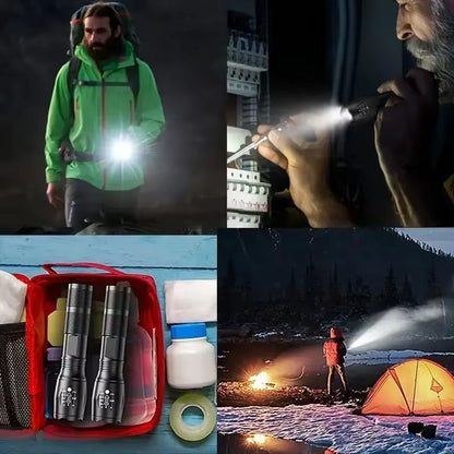 Zoomable High-Intensity LED Tactical Flashlight with 5 Modes, Waterproof and Portable for Camping, Hiking, Outdoor Adventures, and Emergency Situations Doba