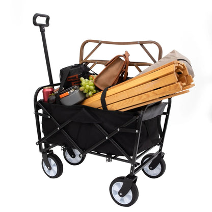 Versatile All-Terrain Collapsible Wagon Cart with Secure Strapping System - Lightweight Companion for Beach, Grocery, and Camping - Holds Up to 225lbs Doba