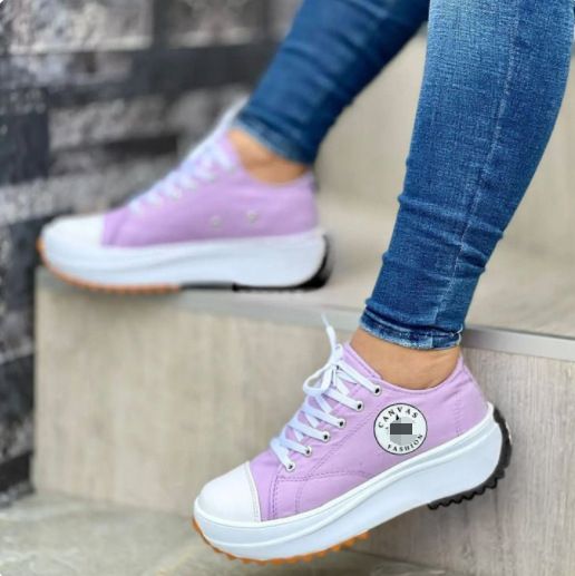 Classic White Canvas Shoes Women Sneakers Solid Lace-Up Casual Platform Shoes for Women Zapatos De Mujer Chaussure Femme Doba