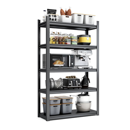 Heavy Duty 78"H 5-Tier Adjustable Metal Shelving Unit - 2000LBS Capacity Storage Rack for Garage, Kitchen, and More, Black Doba