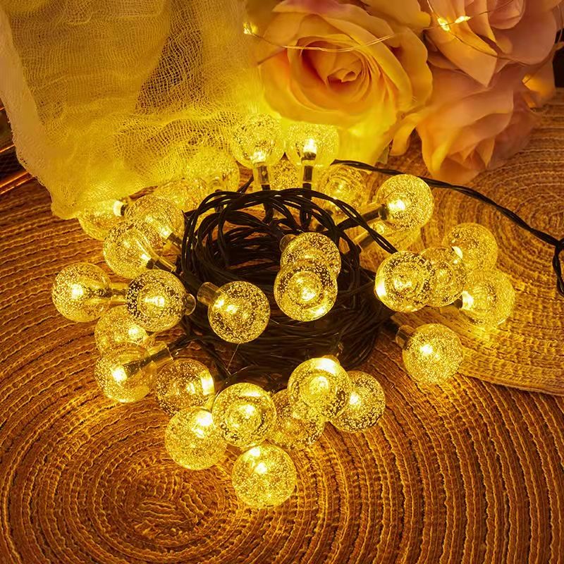 39ft 100 Large LED Solar Bubble Light String - Waterproof Crystal Ball Decor with 8 Modes for Garden, Camping, and Parties (Warm White) Doba