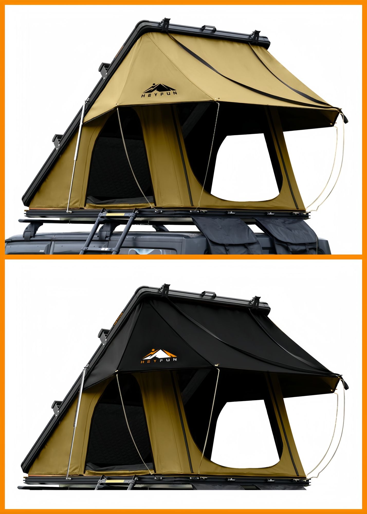 Roll over image to zoom in Adventurer Plus Rooftop Tent Hardshell with Side Awning, Air Conditioner Outlet with Bracket, &Replaceable Rain Flies, Truck Bed Tent for Camping, Pop Up Overland Roof Tents Doba