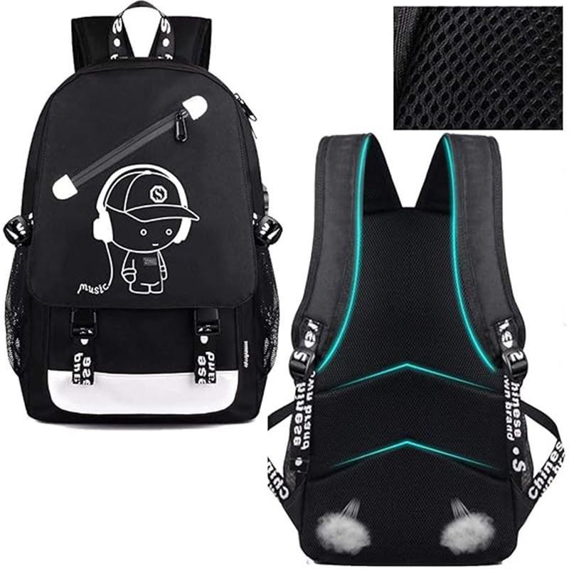 Luminous Backpack Noctilucent School Bags Daypack USB chargeing Port Laptop Bag Doba