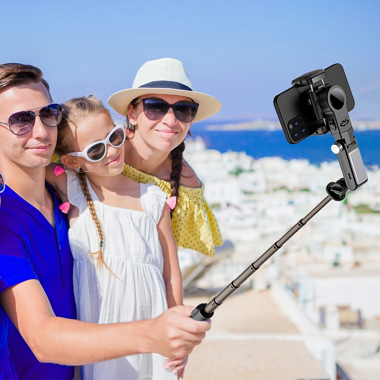 Smartphone Gimbal Stabilizer Tripod - 2 Axis Selfie Stick with 360° Rotation, Face Tracking & Extendable Design, 4-in-1 Compatible with iPhone Doba