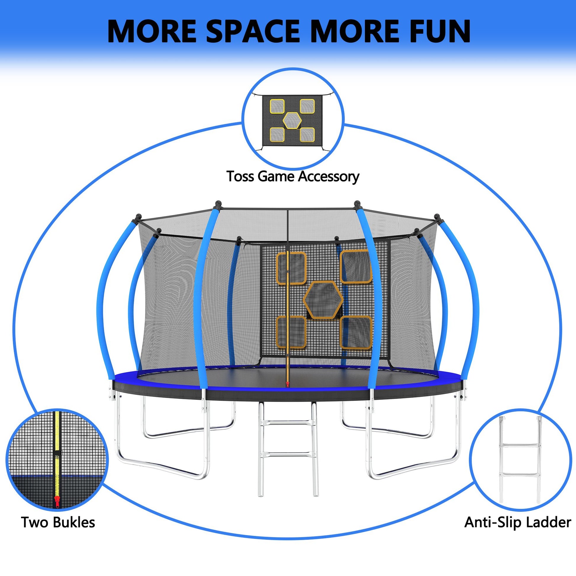 14FT Outdoor Trampoline with Safety Enclosure and Ladder - ASTM Certified Recreational Trampoline for Kids Doba