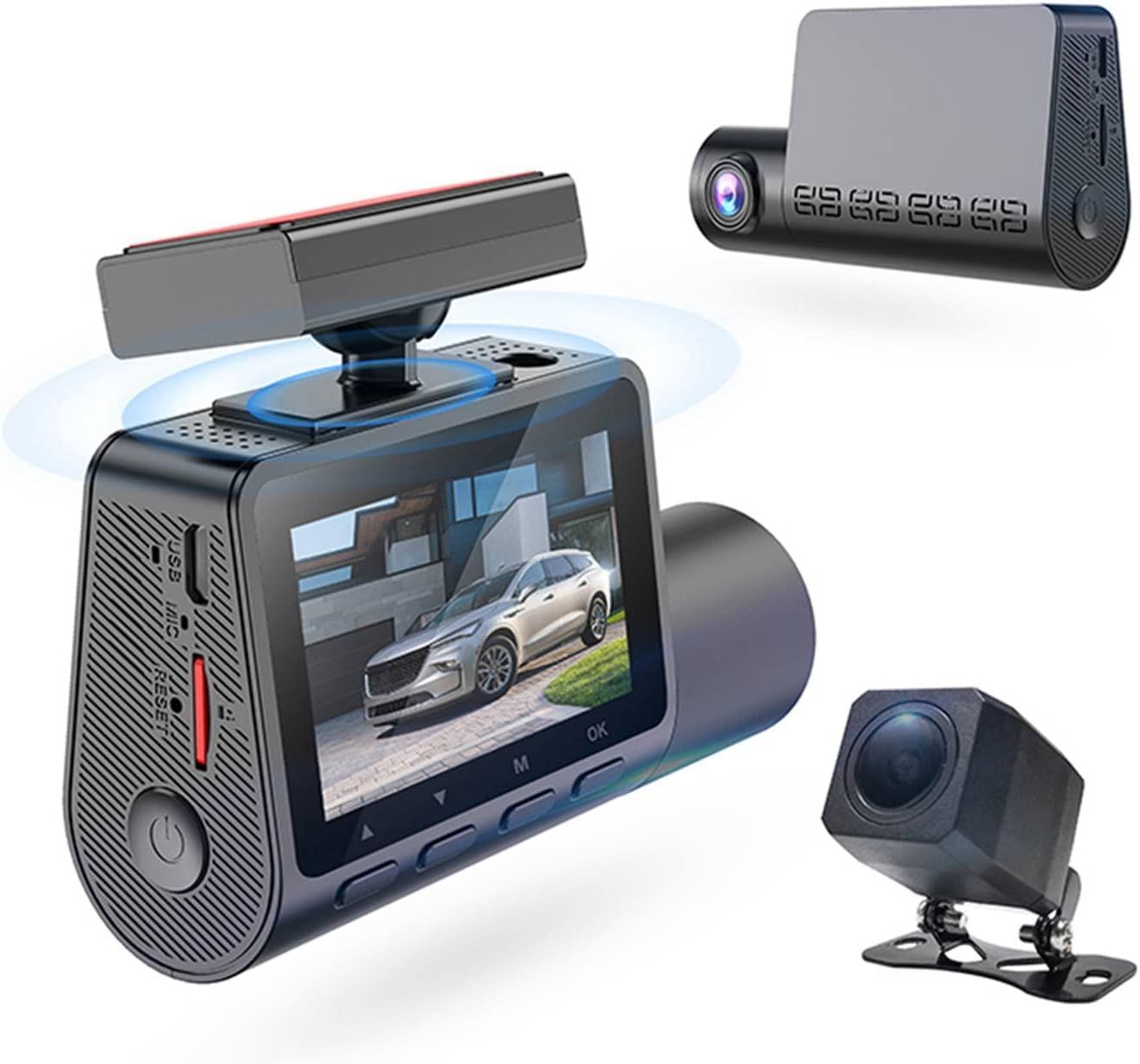 2-Channel 2K QHD +1080p Dash Cam with GPS, 140° Wide Angle, Super Night Vision, and 24-Hour Parking Monitoring Doba