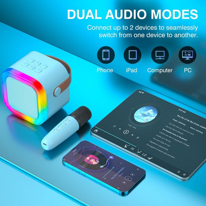 Portable Bluetooth Karaoke Speaker for All Ages – Includes 2 Wireless Microphones, LED Lights, and Fun Sound Effects – Perfect Christmas Gift for Music Lovers Doba