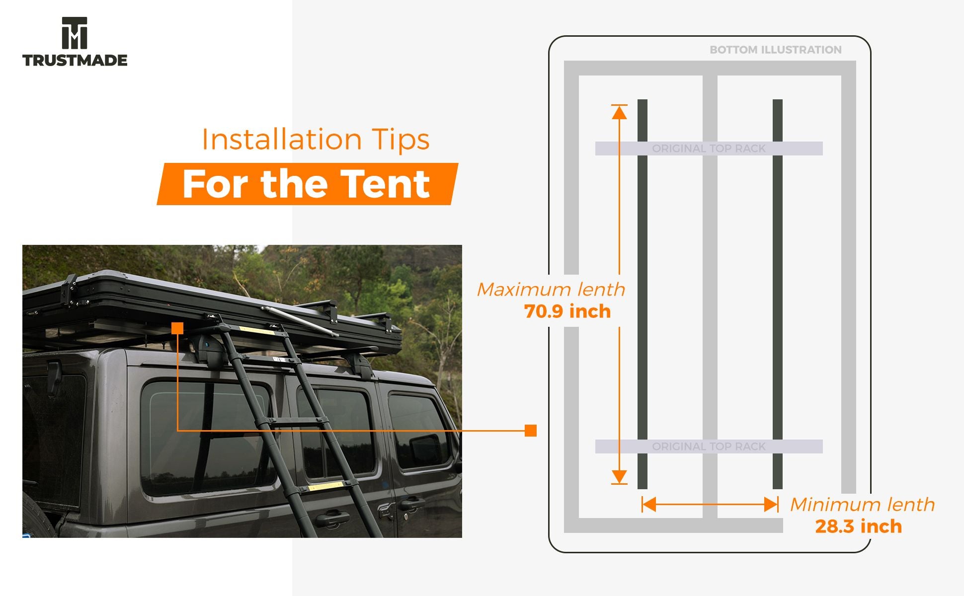 Trustmade Scout Plus Series Black Hard Shell Grey Rooftop Tent with Durable Aluminium Frame and Integrated Features Doba