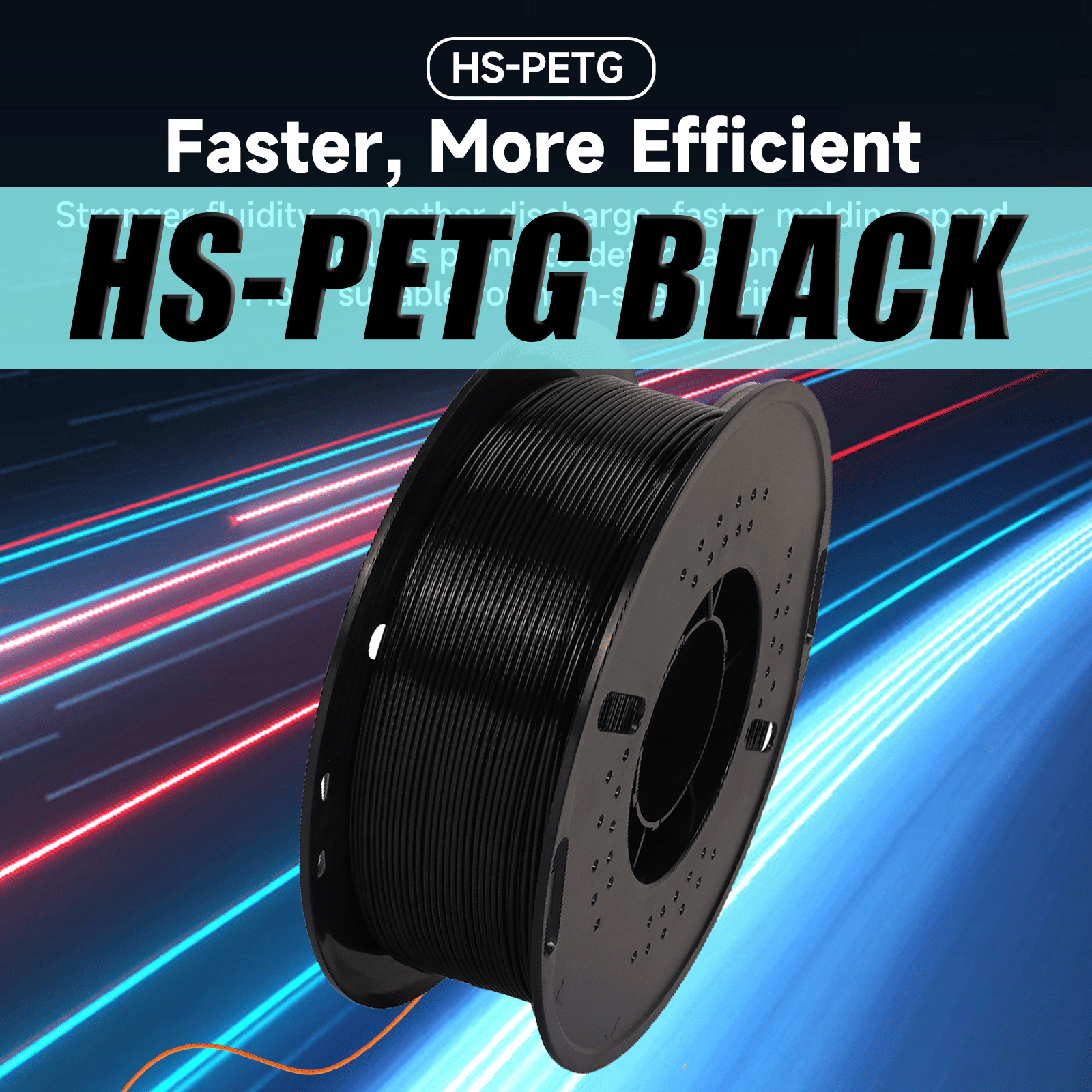 New HS-PETG Black 1.75mm Dimensional Accuracy+/-0.03mm 1-10KG 3D Printer Materials High-speed Printing 3D Printer Filament Doba