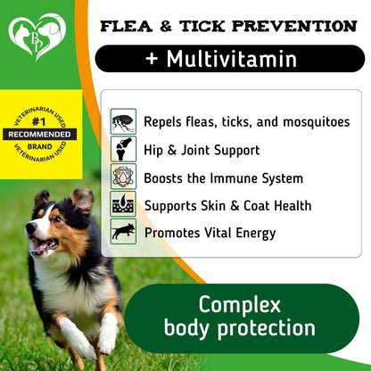 Revolutionary Chewable Flea & Tick Defense Plus Multivitamin for Dogs - All-in-One Natural Pest Control Tablets 10 Oz Doba