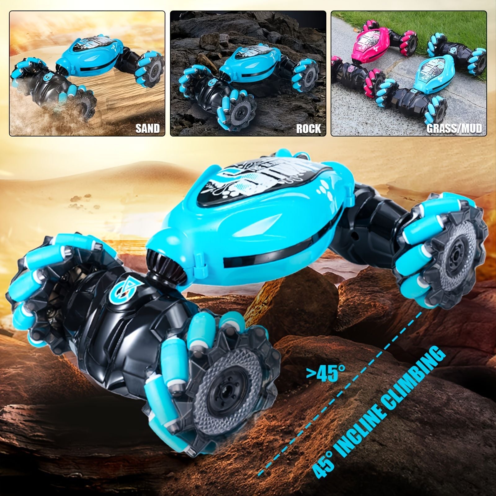 Gesture RC Car; 4WD 2.4G Remote Control Car Foe Boys And Adults; Hand Controlled RC Car; All Terrains Monster Trucks For Boys Gusture RC Stunt Car 360° Flips Gift For Age 4-12 With Light Music Doba