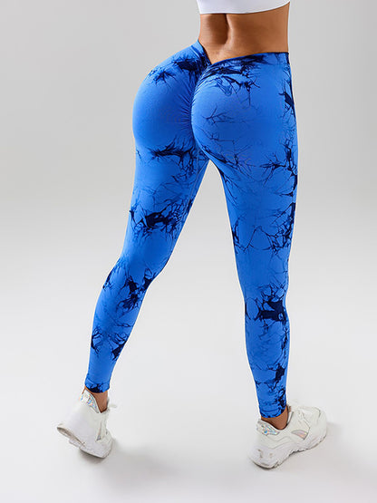 Tie Dye Slimming Yoga Leggings, Butt Lifting High Stretch Casual Fitness Yoga Pants, Women's Activewear Doba