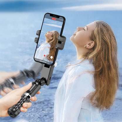 Gimbal Stabilizer For Smartphone, 2 Axis Selfie Stick Tripod With Face Tracking, 360° Rotation, 4 In 1 Portable Phone Tripod W/Extendable Stick Flexible Phone Tripod Stand Compatible With IPhone Doba