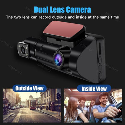 Full HD Dual Lens Car Dash Cam with G-Sensor and Night Vision for Front and Rear Recording Doba