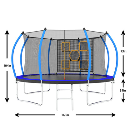 14FT Outdoor Trampoline with Safety Enclosure and Ladder - ASTM Certified Recreational Trampoline for Kids Doba