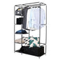 64" Black Portable Wardrobe Organizer with Adjustable Shelves and Dustproof Cover