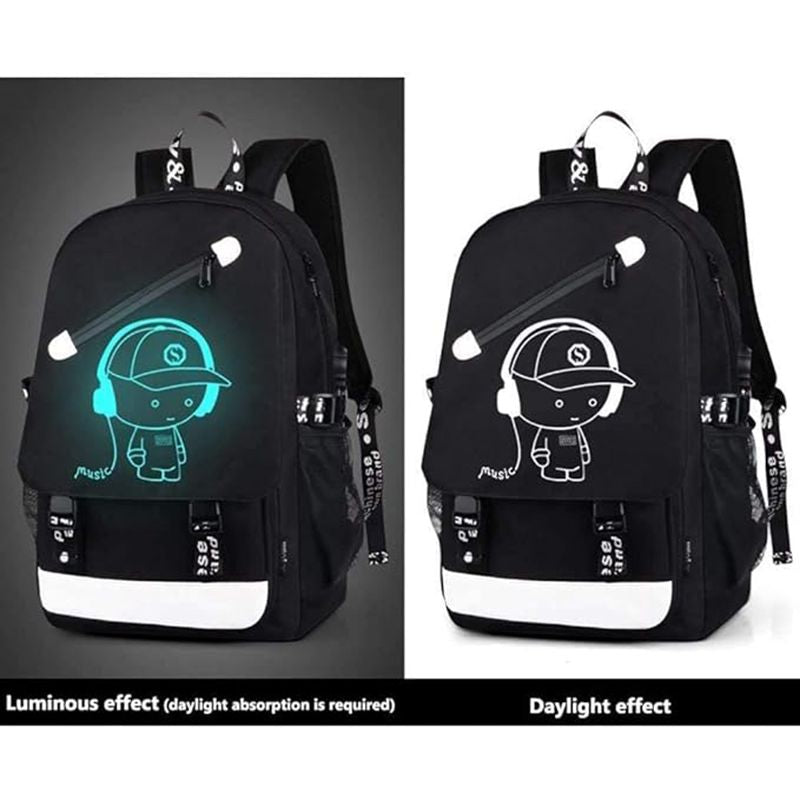 Luminous Backpack Noctilucent School Bags Daypack USB chargeing Port Laptop Bag Doba