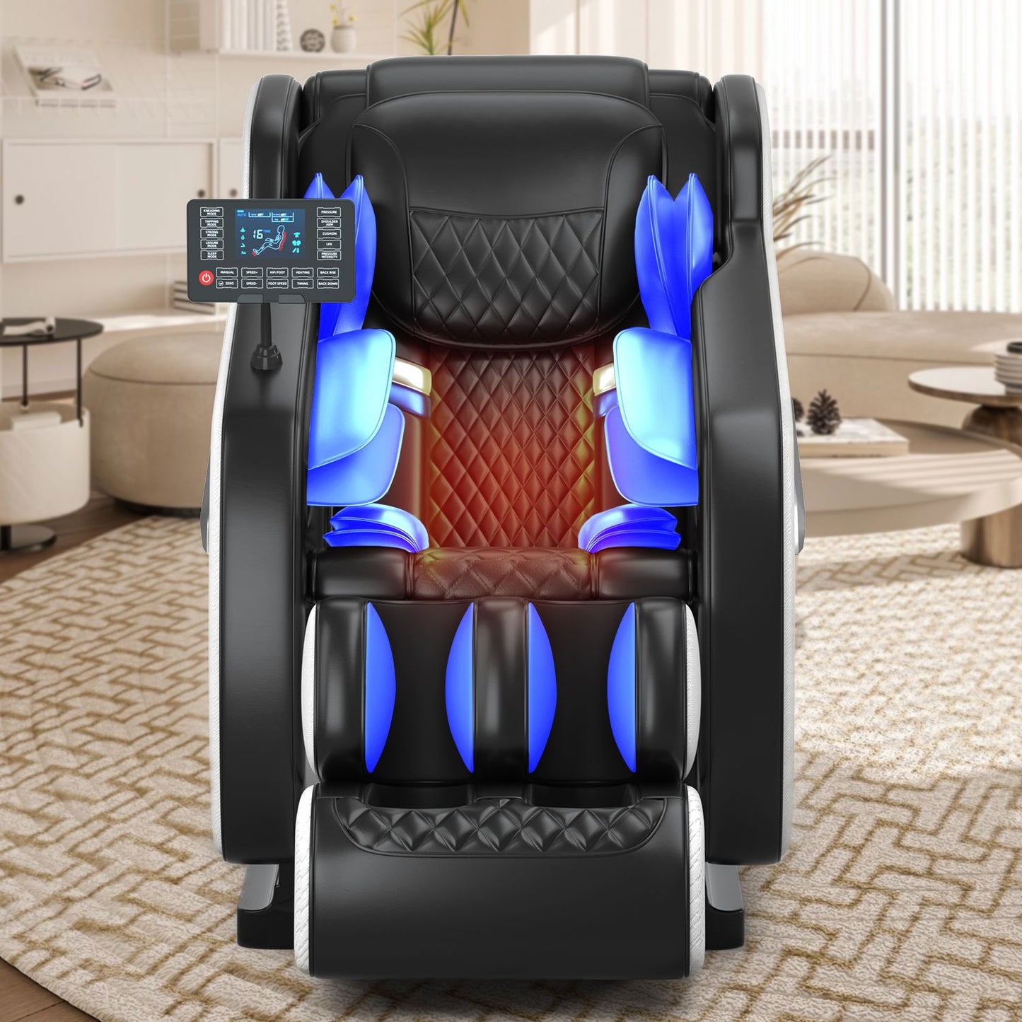 Massage chair, full body zero gravity recliner, with hip heating, foot massage and air massage system, suitable for mom/dad (pure black). Doba