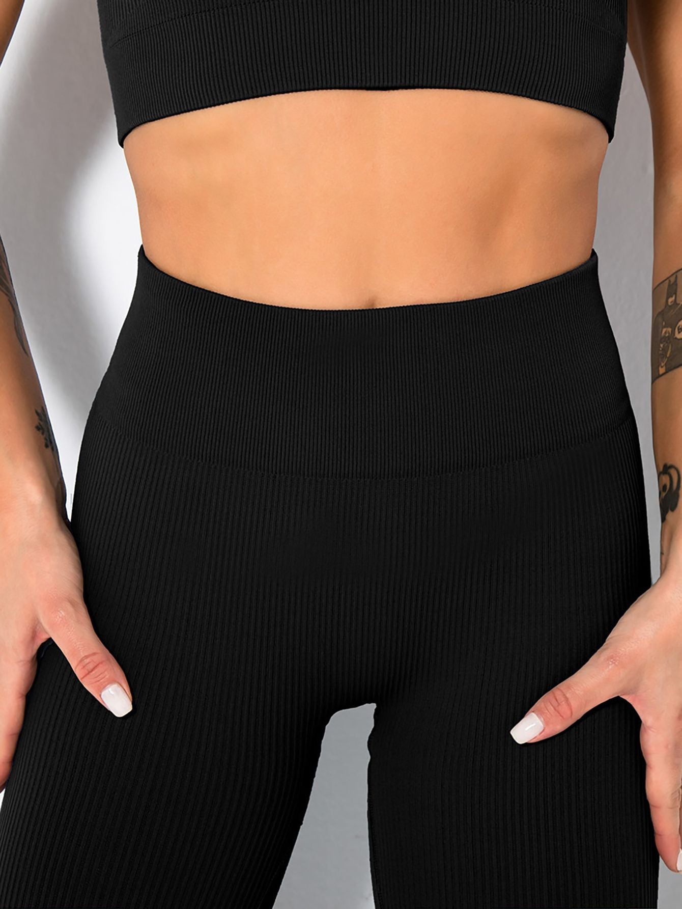 2 Pack Womens Seamless Ribbed Leggings Soft Slimming Yoga Pants, Ribbed Yoga Pants High Waisted Gym Leggings Sport Women Fitness Seamless Female Doba