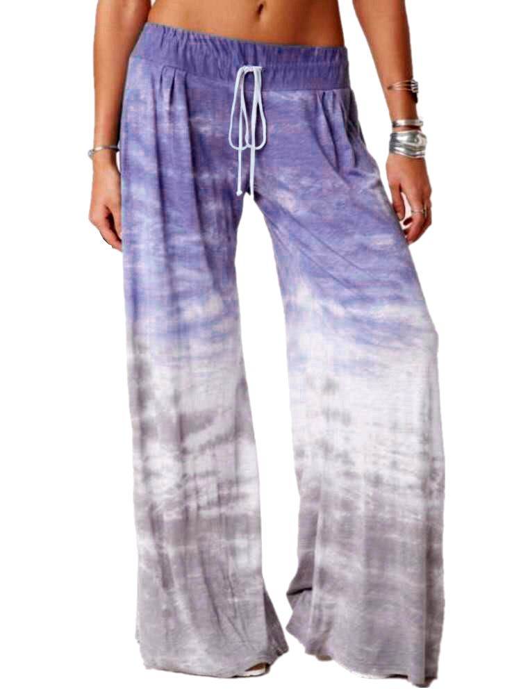 Women's Loose Gradient Printed Yoga Wide Leg Sports Pants Doba