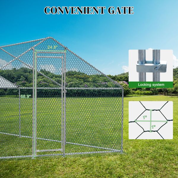 20 x 10 ft Large Metal Chicken Coop, Walk-in Poultry Cage Chicken Hen Run House with Waterproof Cover, Rabbits Cats Dogs Farm Pen for Outdoor Backyard Farm Garden Doba